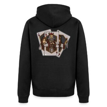 Spielkarten erwachen zum Leben | Kartengeber Glück - Unisex Premium Bio Zip Hoodie - Schwarz - Hinten - Nico (187cm)