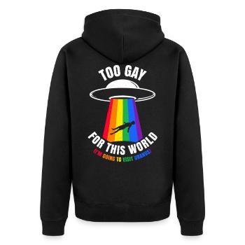 Gay Pride Gay Alien UFO Space Planet - Veste à capuche bio Premium Unisexe - noir - Dos - Nico (187cm)