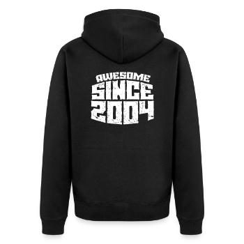 2004 - Unisex Premium Bio Zip Hoodie - Schwarz - Hinten - Nico (187cm)