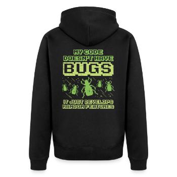 Code Bug Test Programmer Developer Gift - Unisex Premium Organic Zip Hoodie - black - Back - Nico (187cm)