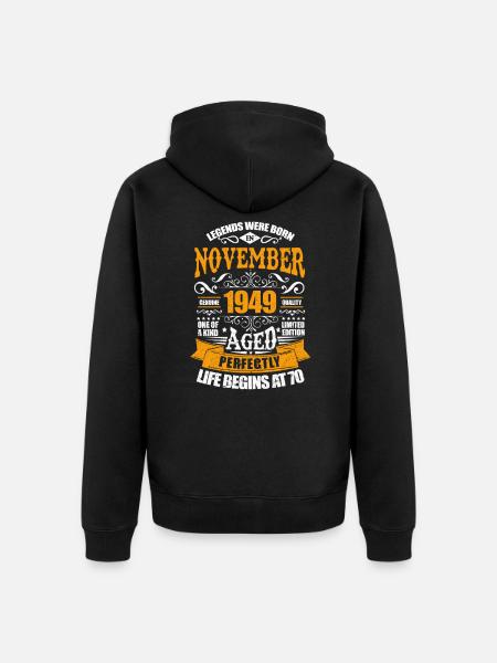 November 1949 - Unisex Premium Organic Zip Hoodie - black