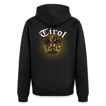 Tirol - Unisex Premium Bio Zip Hoodie - Schwarz - Hinten - Nico (187cm)