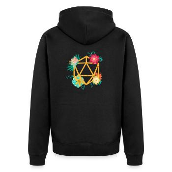 D20 Würfel Fantasy Gaming Gamer Dungeon Geschenk - Unisex Premium Bio Zip Hoodie - Schwarz - Hinten - Nico (187cm)