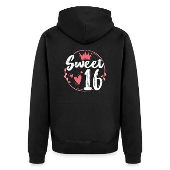 16e anniversaire - Veste à capuche bio Premium Unisexe - noir - Dos - Nico (187cm)