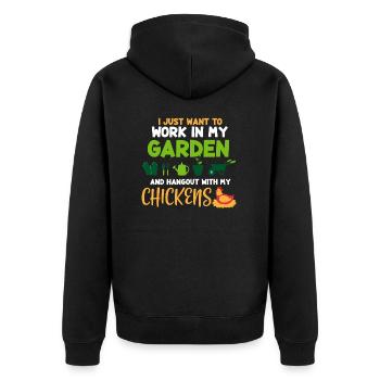 Garden gardening chicken coop gardener gift - Unisex Premium Organic Zip Hoodie - black - Back - Nico (187cm)