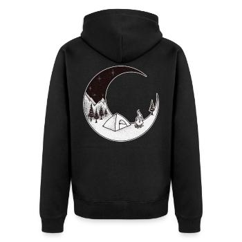 Camping Nacht | Zelten Outdoor Natur Sternenhimmel - Unisex Premium Bio Zip Hoodie - Schwarz - Hinten - Nico (187cm)