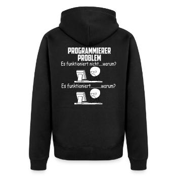 Programmieren Coding Computer Informatik Geek - Unisex Premium Bio Zip Hoodie - Schwarz - Hinten - Nico (187cm)