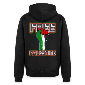 Free Palestine - Faust von Palästina, Palestina - Unisex Premium Bio Zip Hoodie - Schwarz - Hinten - Nico (187cm)
