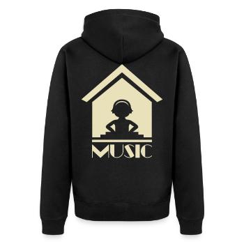 House Music DJ Festival - Unisex Premium Bio Zip Hoodie - Schwarz - Hinten - Nico (187cm)