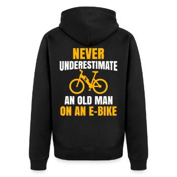E Bike - Unisex Premium Bio Zip Hoodie - Schwarz - Hinten - Nico (187cm)