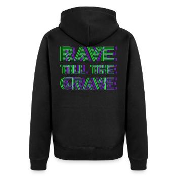 EDM Hardstyle Techno Festival Rave Jusqu'à La Tombe - Veste à capuche bio Premium Unisexe - noir - Dos - Nico (187cm)