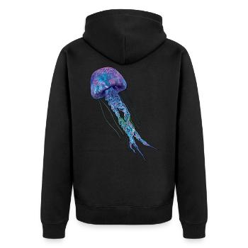 Best square jellyfish design online - Unisex Premium Organic Zip Hoodie - black - Back - Nico (187cm)