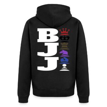 BJJ Brazilian Jiu Jitsu chess figures - Unisex Premium Organic Zip Hoodie - black - Back - Nico (187cm)