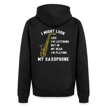 Jouer de mon saxophone Sax Saxophone Saxophone - Veste à capuche bio Premium Unisexe - noir - Dos - Nico (187cm)