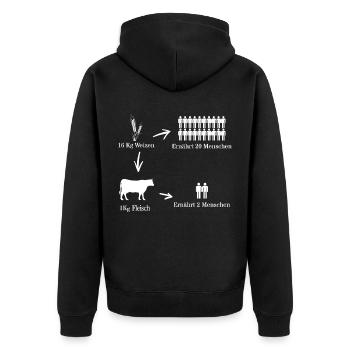 Vegan - Unisex Premium Bio Zip Hoodie - Schwarz - Hinten - Nico (187cm)