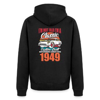 1949 - Unisex Premium Bio Zip Hoodie - Schwarz - Hinten - Nico (187cm)