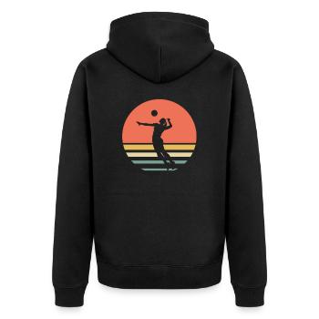 Beachvolleyball - Unisex Premium Bio Zip Hoodie - Schwarz - Hinten - Nico (187cm)