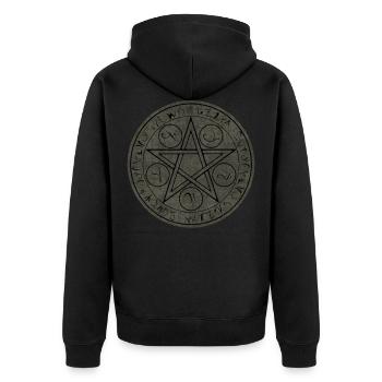 Pentacle runes Wicca witches symbol occult - Unisex Premium Organic Zip Hoodie - black - Back - Nico (187cm)