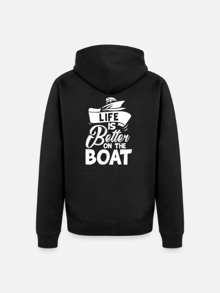 boat - Unisex Premium Organic Zip Hoodie - black