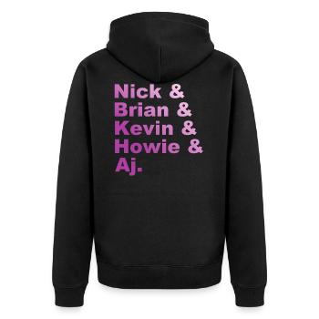 Backstreet - Trough My Heart - Nick, Brian, Aj - Unisex Premium Bio Zip Hoodie - Schwarz - Hinten - Nico (187cm)