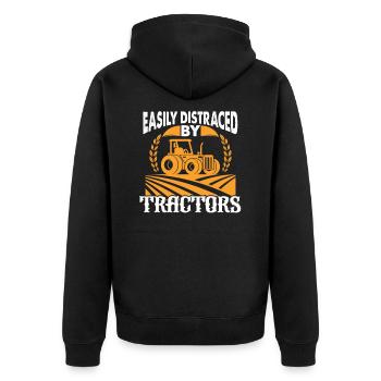 tractor - Unisex Premium Organic Zip Hoodie - black - Back - Nico (187cm)