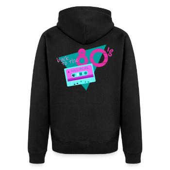 retour à la cassette rétro des années 80 - Veste à capuche bio Premium Unisexe - noir - Dos - Nico (187cm)