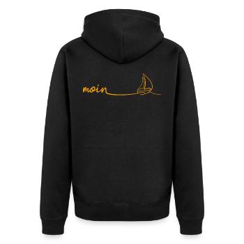 MOIN Segelboot - Unisex Premium Bio Zip Hoodie - Schwarz - Hinten - Nico (187cm)