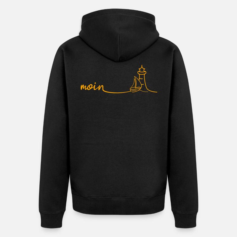 MOIN Segelboot Leuchtturm - Unisex Premium Bio Zip Hoodie - Schwarz