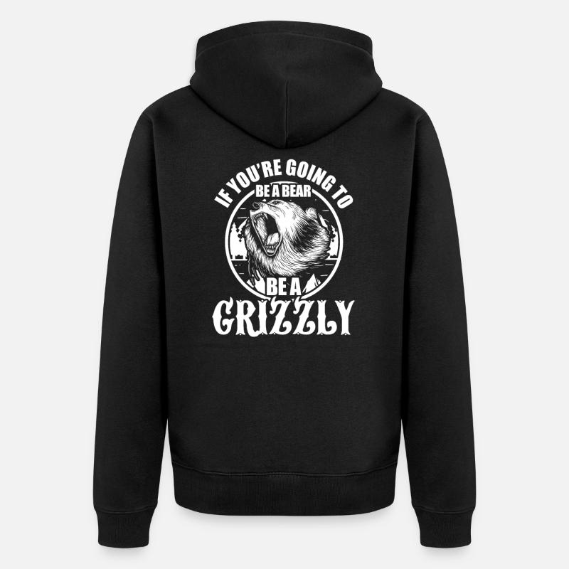 Grizzly Bear Brown Bear Bear Bear Cadeau - Veste à capuche bio Premium Unisexe - noir