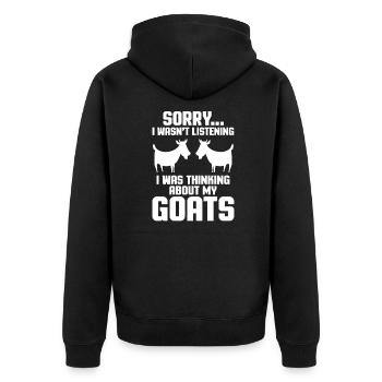 goat - Unisex Premium Organic Zip Hoodie - black - Back - Nico (187cm)