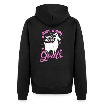 goat - Unisex Premium Organic Zip Hoodie - black - Back - Nico (187cm)