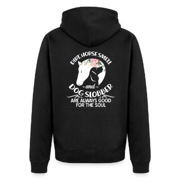 Horse dog - Unisex Premium Organic Zip Hoodie - black - Back - Nico (187cm)