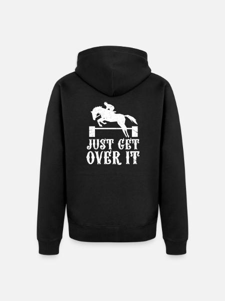 Springreiten Reiter Reitstall Pferd Geschenk - Unisex Premium Bio Zip Hoodie - Schwarz