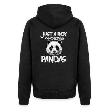 panda - Unisex Premium Organic Zip Hoodie - black - Back - Nico (187cm)