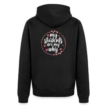 Teacher - Unisex Premium Organic Zip Hoodie - black - Back - Nico (187cm)