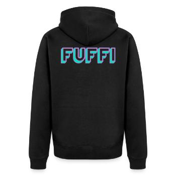 Fuffi Geburtstagsgeschenk zum 50. Geburtstag - Unisex Premium Bio Zip Hoodie - Schwarz - Hinten - Nico (187cm)