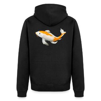 Koi Fish Carp Japan Gift - Unisex Premium Organic Zip Hoodie - black - Back - Nico (187cm)