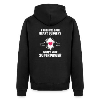 Heart Surgery OP Surgery Surgeon Patient Spital - Unisex Premium Organic Zip Hoodie - black - Back - Nico (187cm)