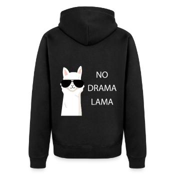 Tolles lustiges Lama Alpaka Shirt No Drama Lama - Unisex Premium Bio Zip Hoodie - Schwarz - Hinten - Nico (187cm)