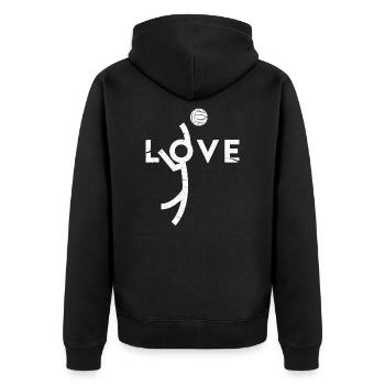 Volley Beach Volleyball Beachvolleyball Geschenk - Unisex Premium Bio Zip Hoodie - Schwarz - Hinten - Nico (187cm)