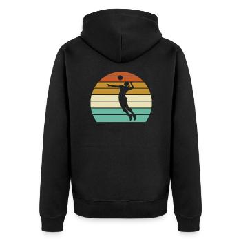 Volleyball Retro - Unisex Premium Bio Zip Hoodie - Schwarz - Hinten - Nico (187cm)