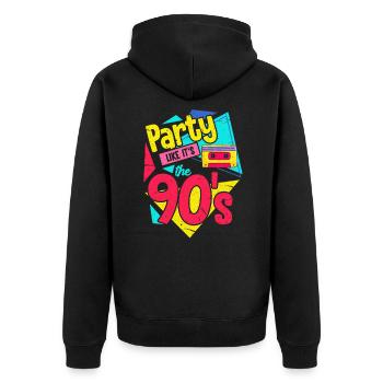 90er Jahre - Unisex Premium Bio Zip Hoodie - Schwarz - Hinten - Nico (187cm)