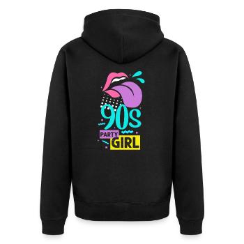 90er Jahre - Unisex Premium Bio Zip Hoodie - Schwarz - Hinten - Nico (187cm)