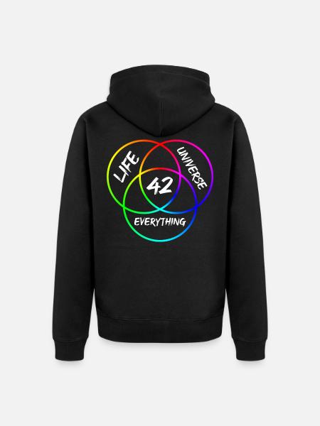 Antwort 42 - Unisex Premium Bio Zip Hoodie - Schwarz