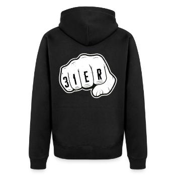 Richtiger 31er - Unisex Premium Bio Zip Hoodie - Schwarz - Hinten - Nico (187cm)