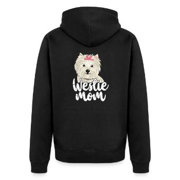 Westie Mom - Unisex Premium Bio Zip Hoodie - Schwarz - Hinten - Nico (187cm)