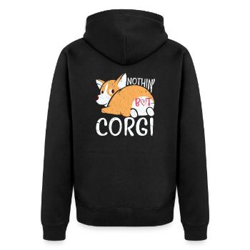 Corgi Dog Welsh Corgi Pembroke Wales Gift - Unisex Premium Organic Zip Hoodie - black - Back - Nico (187cm)