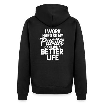 Pitbull - Unisex Premium Organic Zip Hoodie - black - Back - Nico (187cm)
