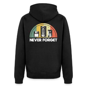 Never Forget Retro Vintage - Unisex Premium Organic Zip Hoodie - black - Back - Nico (187cm)