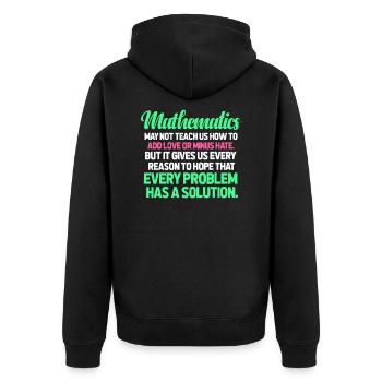 Mathe - Unisex Premium Bio Zip Hoodie - Schwarz - Hinten - Nico (187cm)